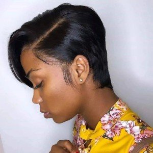 Kopie von Pixie Short Straight Remy Haar Perücke French 2